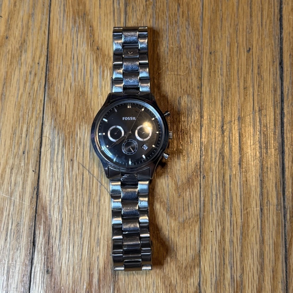 Fossil FS-4642 Mens Chronograph Black Dial Stainless Steel Bracelet Watch 5ATM - Picture 3 of 12
